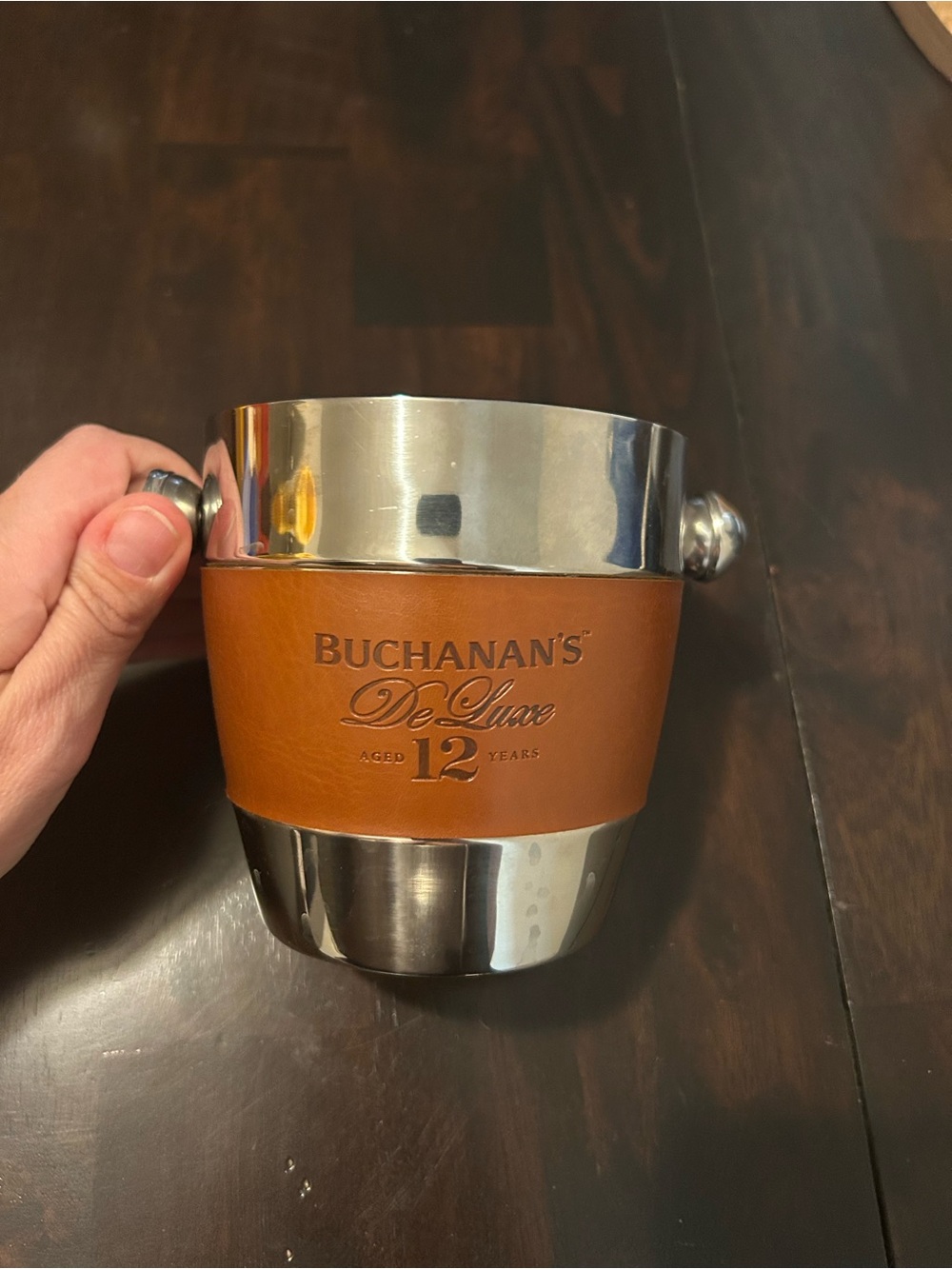 FREE w any purchase Buchanan's Whiskey Scotch Alcohol Silver leather cup Holder